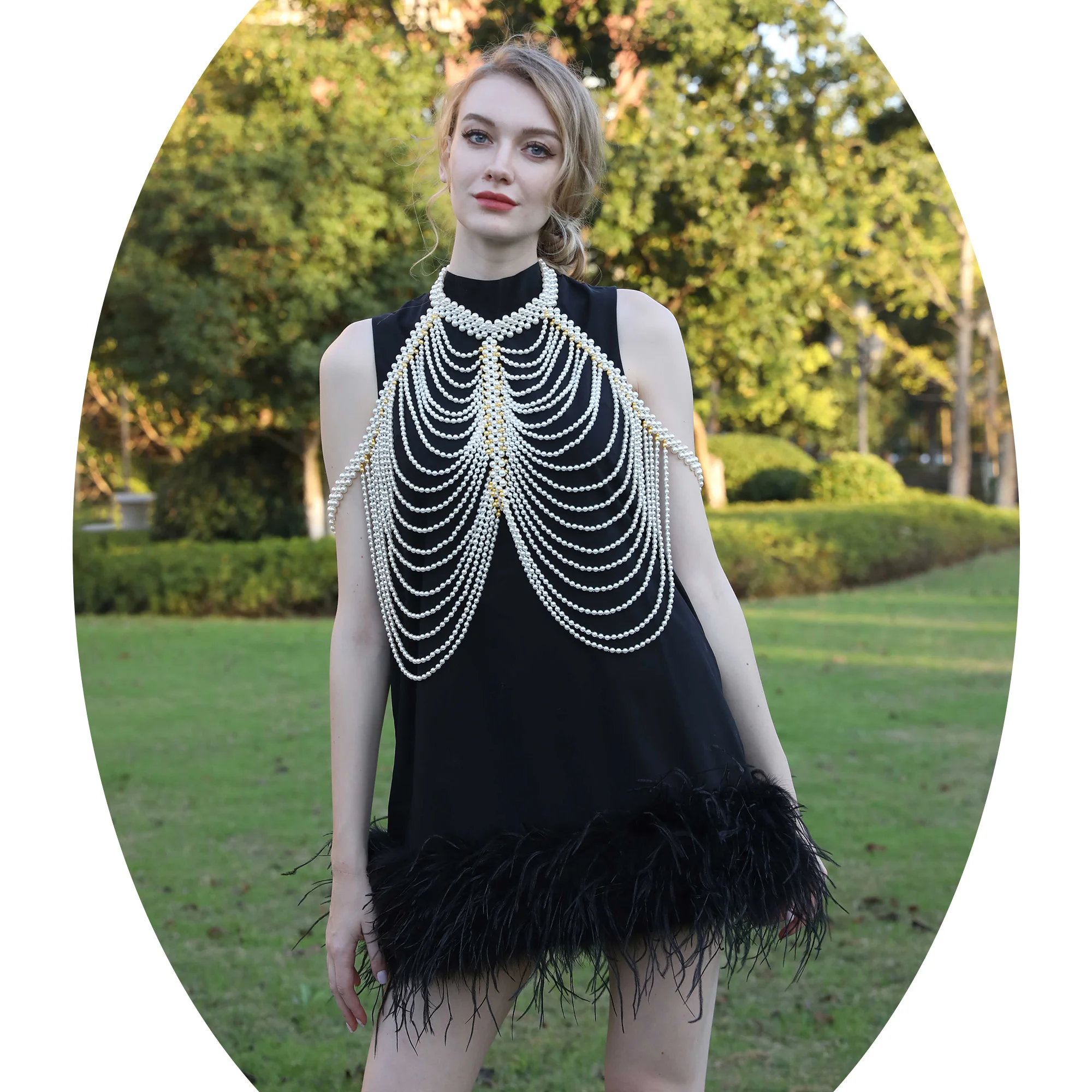 Janefur Women Evening Robe Ostrich Feather Trim Long Silk Dress Fashion  Ostrich Feather Fur Trim Gilet