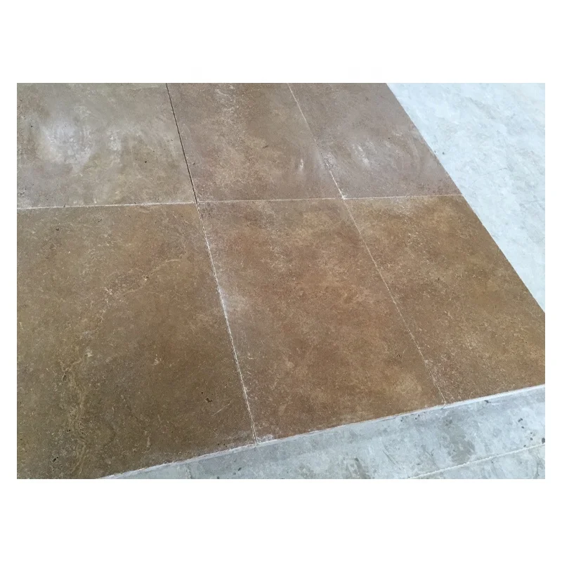Marmol Travertino Cheap Price Turkish Walnut Brown Travertine Tumbled Unfilled Honed Chiseled
