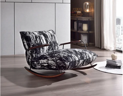 Monico Luxury Modern Leisure Chair Nordic Retro Velvet Armchair Rocking Feature Soft Reclining Sofa Home Living Room Bar