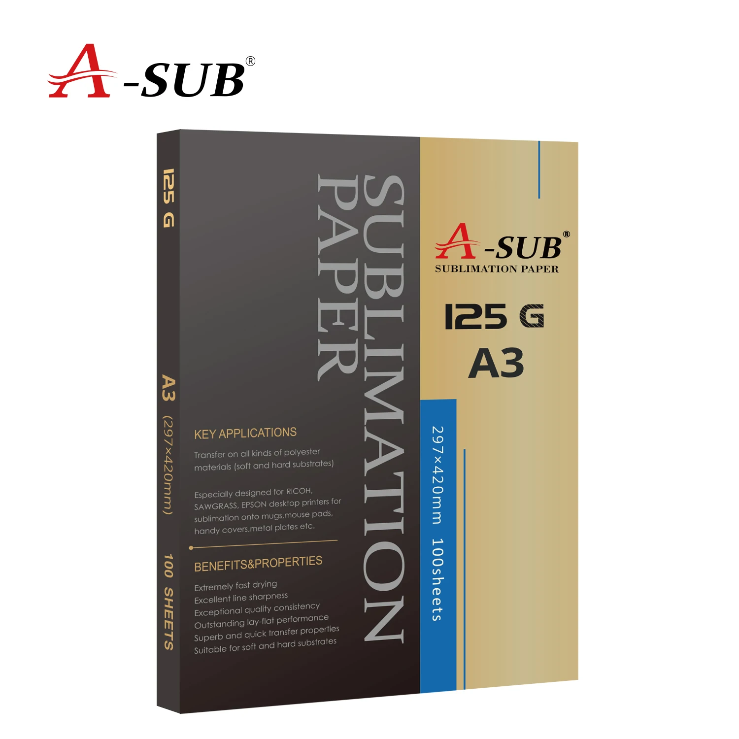 A-SUB factory 125g A3 instant dry inkjet heat sublimation transfer paper