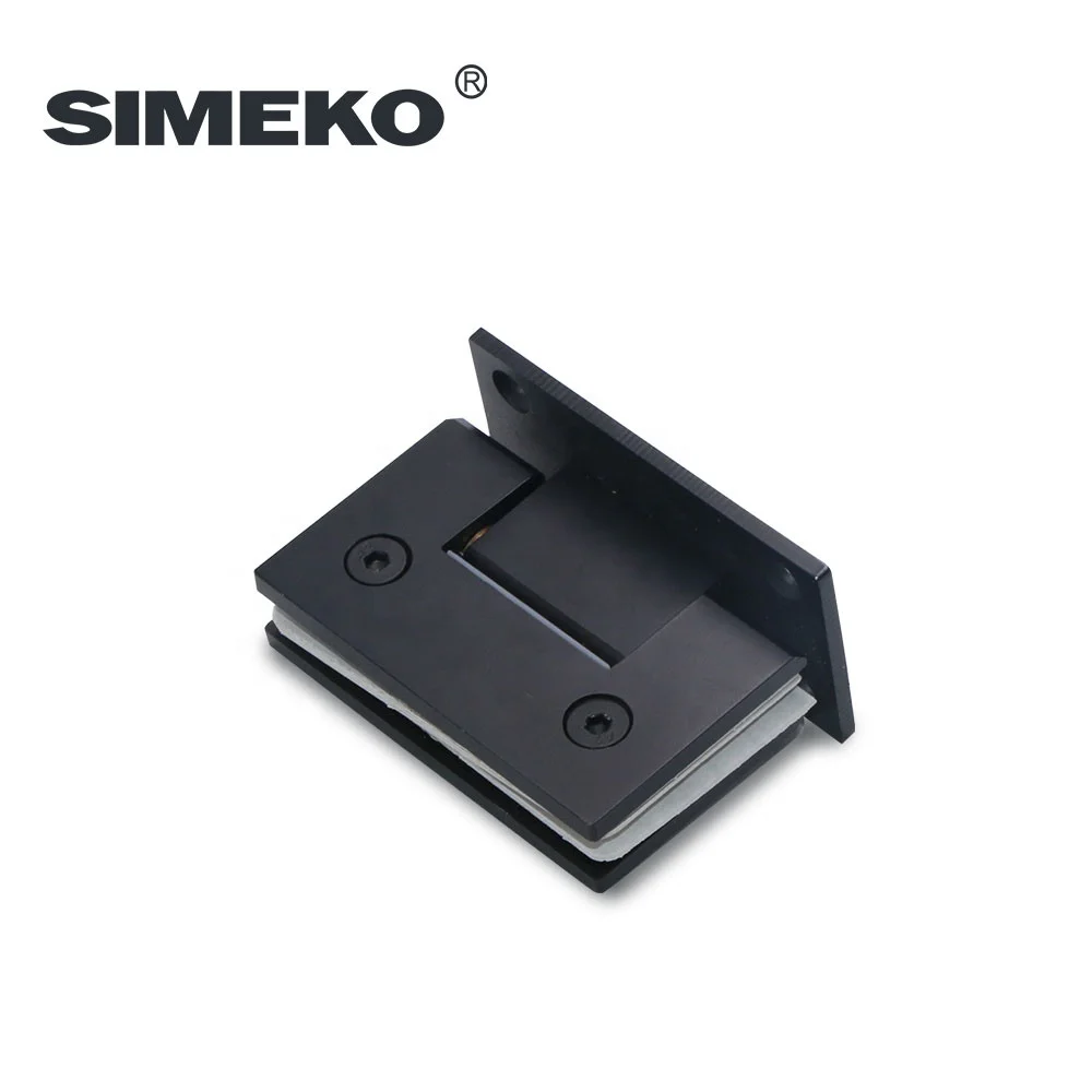 Glass Hardware 90 Degree Stainless Steel Black Satin Matt  Shower Glass Door Hinge For Shower Room