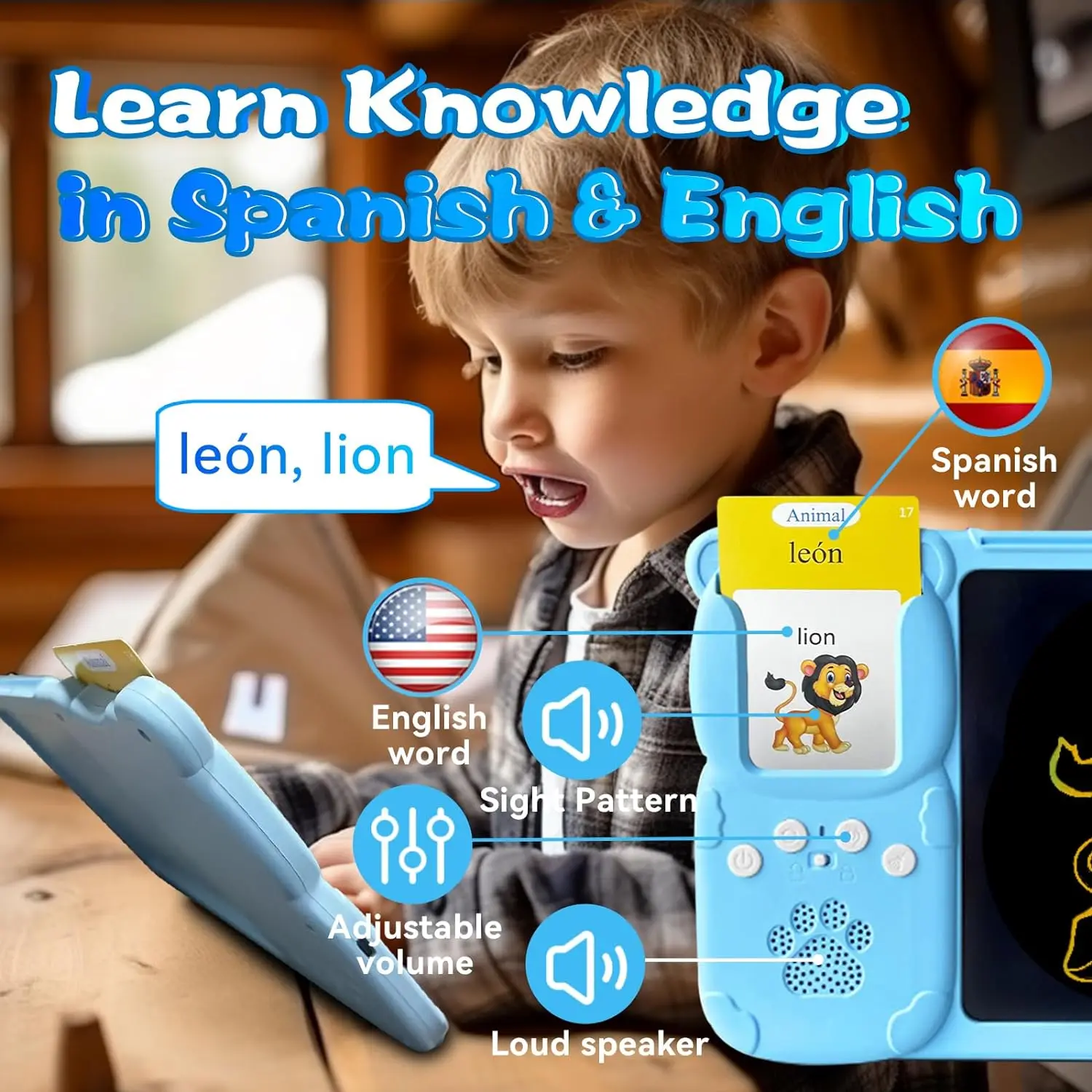 255 510 word alphabet English Spanish French Italian Arabic kid electronic talking interactive read learning toy early education