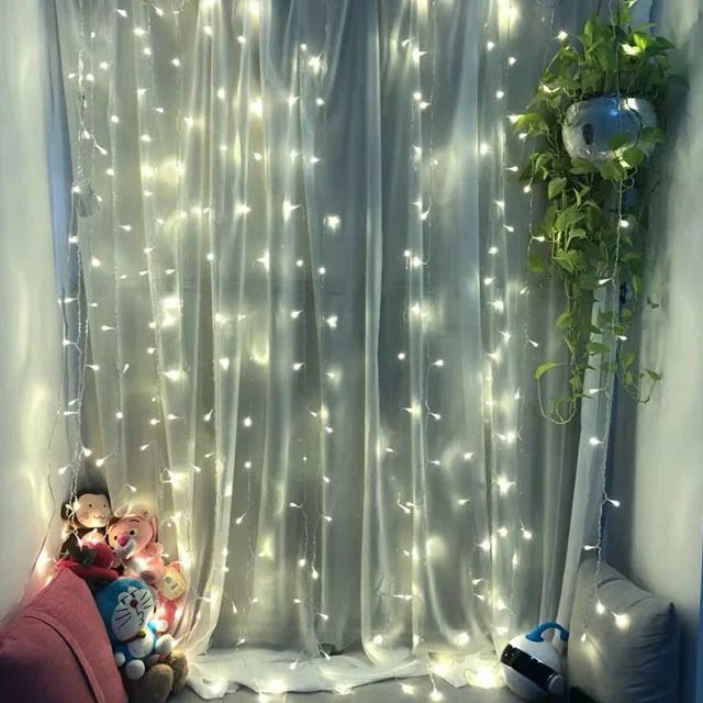 Manufactory Wholesale rainbow curtain remote timer stared fairy lights outdoor led light christmas for home decorations