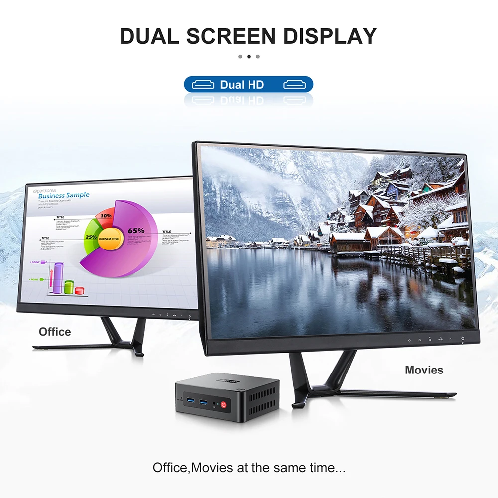 OEM Celeron J4125 Quad Core Mini PC Dual HD DDR4 256GB SSD RTC 4K Mini PC 8GB RAM Computer for Digital Signage Office Education