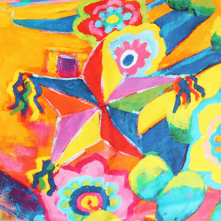 Dacheng Wholesale Custom Made Women Scarves Painting Printed Shawl Square Silk Scarf