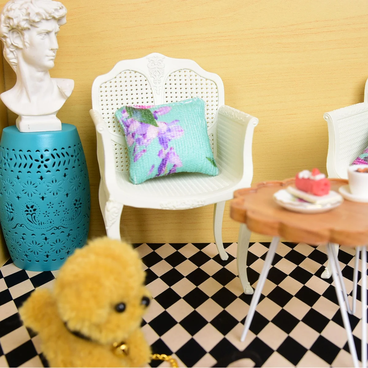 1:8-1:12 miniature simulation Rattan resin single chair home decor /bjdob11/ small cloth furniture/miniature furniture decor