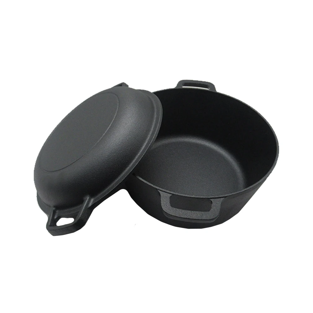 Factory High Quality Whole body Stockpot Black Cast Iron Dutch Oven Cast Iron Serving Pot Outdoor Camping Dutch Oven