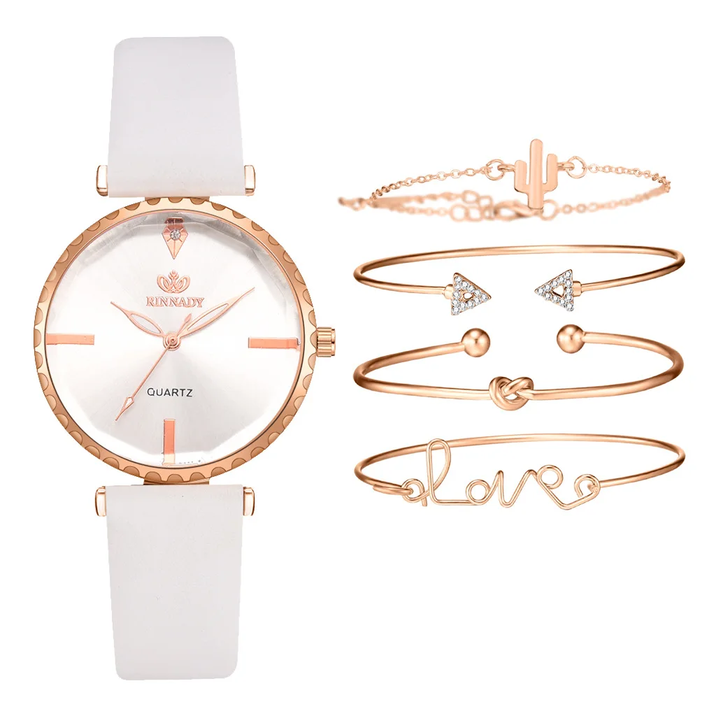 5pcs/set Fashion Women, Mesh Strap Wristwatch Rhinestone Crystal Bracelet Cute Cat Dial Quartz Analog Watch for Girls Friends/