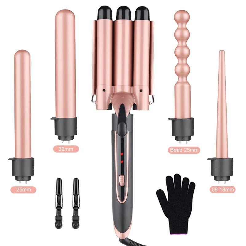 Hot Sale Interchangeable Versatile Tourmaline Hair Curler LED PTC Electric Curling Irons Household Use Factory Direct Pricing