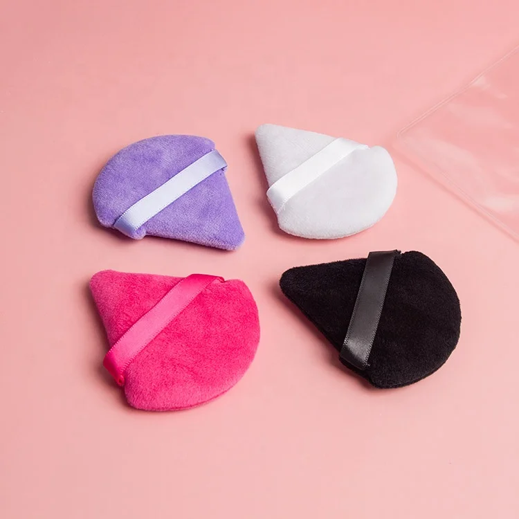 New Powder Puff Face Soft Triangle Makeup White Black Smooth Velvet Triangle Powder Puff