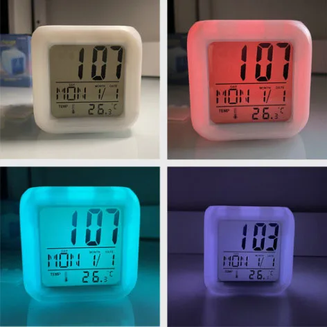 Hot Sale Approved Sublimation Blanks LED Alarm Clock with Different Colors Changing