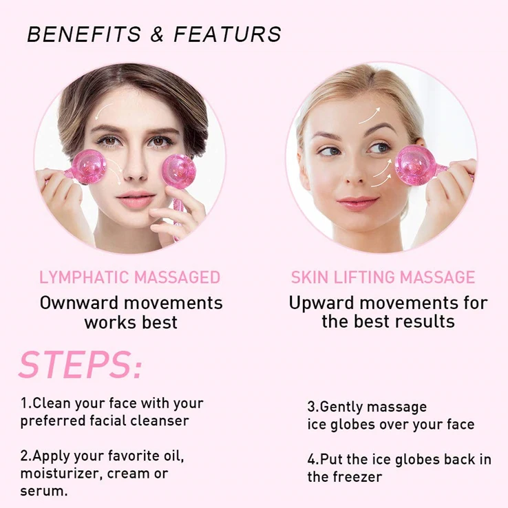 Oem Private Logo Multi-functional Beauty Equipment Cold Roller Ball Glass Freeze Facial Ice Globes For Face Skin Care