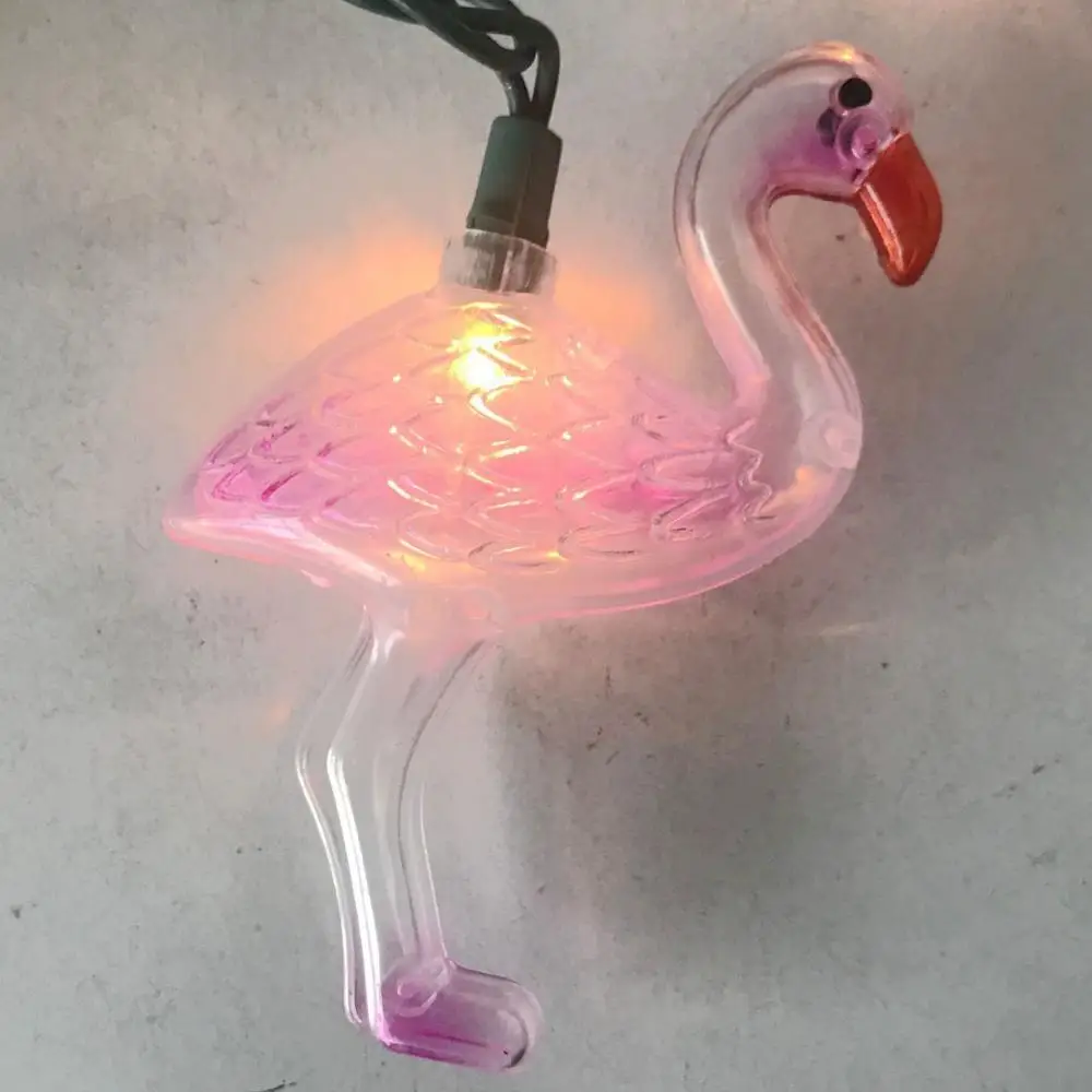 UL 2020 Tropical Themed String Light Outdoor Lighted Flamingo Set 10Count Adorable Pink Flamingo Night Lights For Girls Bedroom