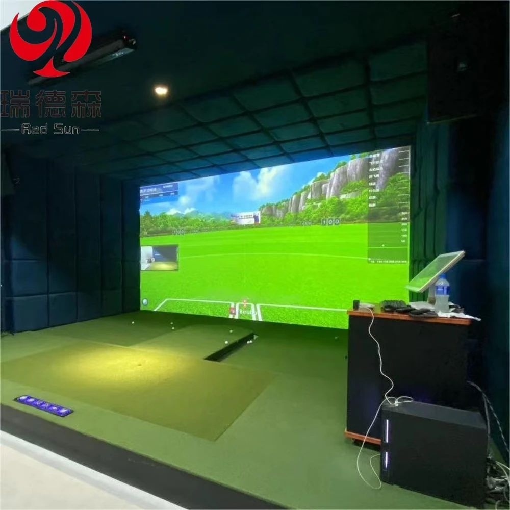 China Luxury Professional Indoor Entertainment Golf Simulator With Projector Screen