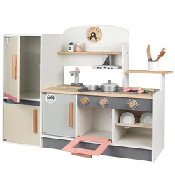 Educational Toys Simulation Refrigerator Kitchen Pretend Toy 2022 Hot Sale High Quality Wooden for Kids 64*28*20cm 