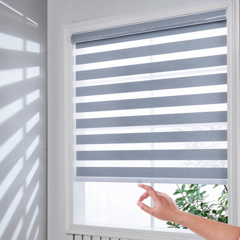 New Style Cordless Zebra Blinds Black Out Easy Installing Day and Night Roller Shades