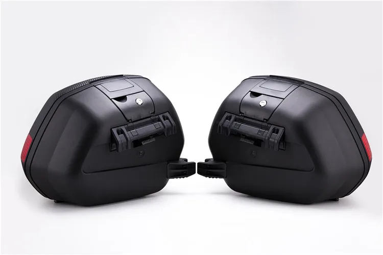 PP Side Box With LED Light Mat Black Cover Red Ref With Handle Bar Brackrest Tail box Reflecting Sheet Motorcycle Rear Box