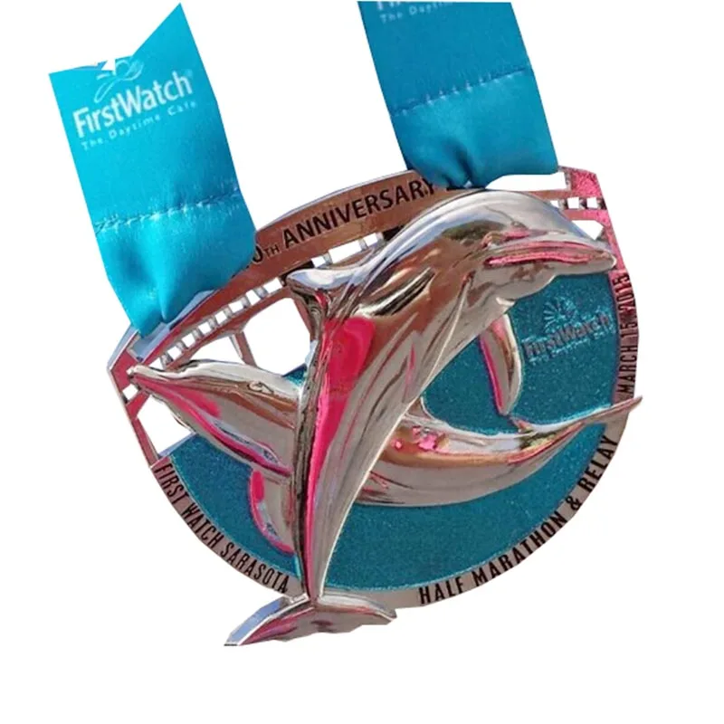 Beach Run Dolphin Design 3D Marathon Medals Custom Medals Sports Medals