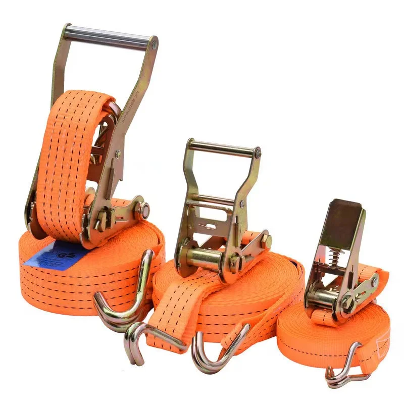 Good Quality Wellstone Safety 100% Polyester Webbing Belt Polyester Ratchet Tie Down Strap With Towing Hook