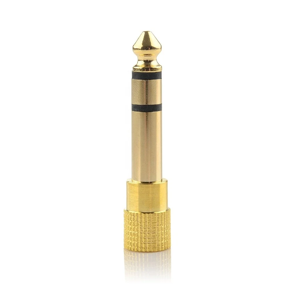 Gold Plated 6.35mm (1/4 inch) to 3.5 mm Male to Female Stereo Adapter, can be 5-Pack or custom