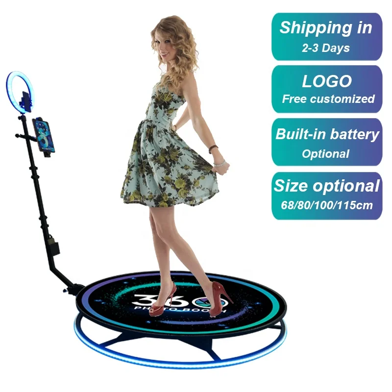 Wedding Social Classic Selfie Slow Motion 360 degree spin camera 360 photo booth traveling case with ring light
