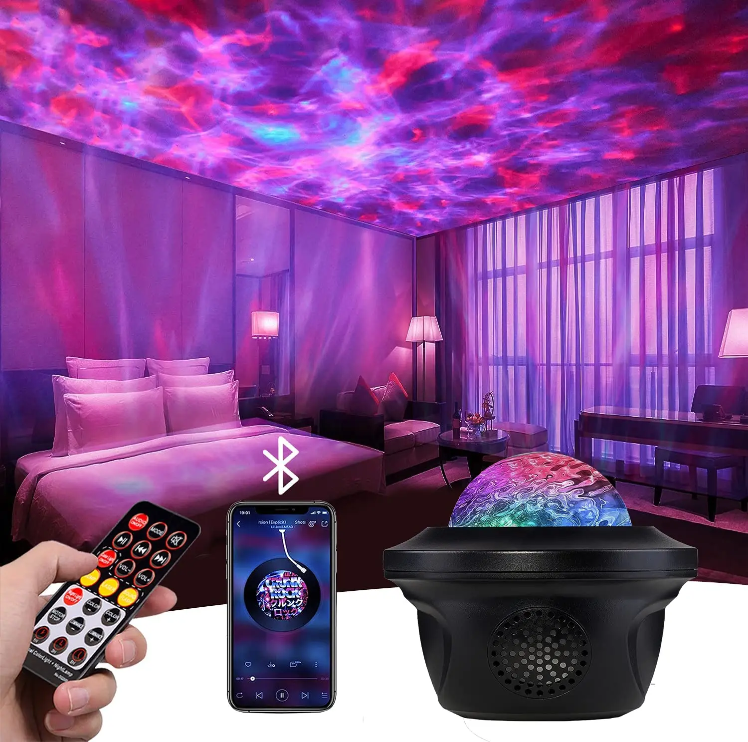 Nebula Ocean Wave LED Sky Light Projector Night Light Lamp Star Projector 50 USB Power Adapter Modern ABS Rgb Led Bluetooth 5W