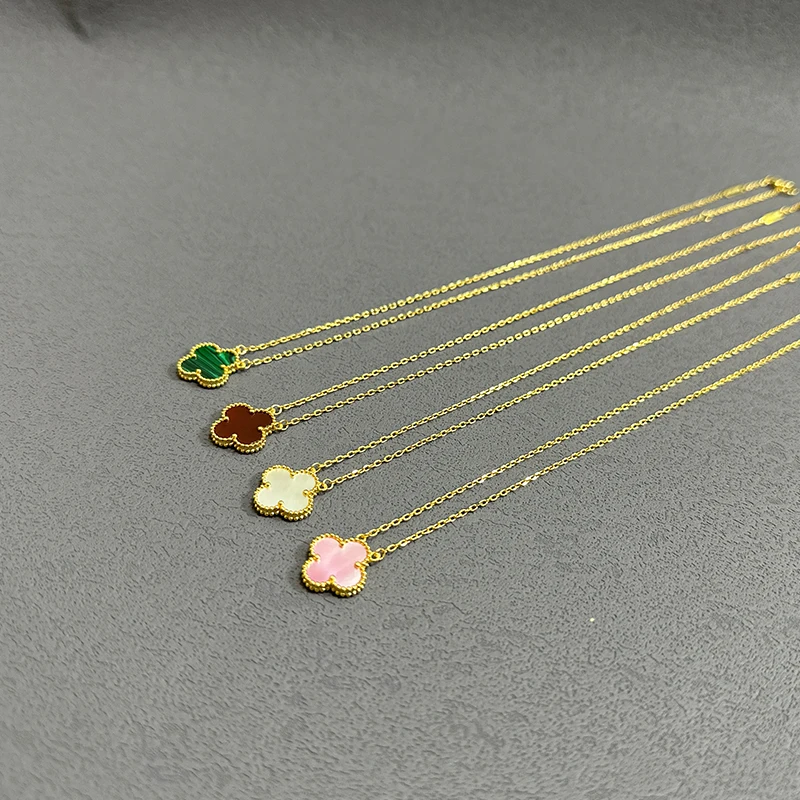 High quality gold plated 18k S925 classic Four clover necklace lucky natural agate necklace women luxury jewelry wholesale