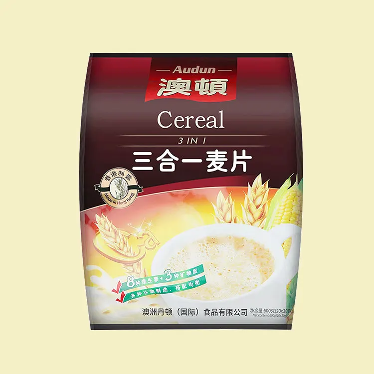 
China Supplier Delicious Audun 3 in 1 Compound Healthy Instant Oatmeal Breakfast Cereal For Home 