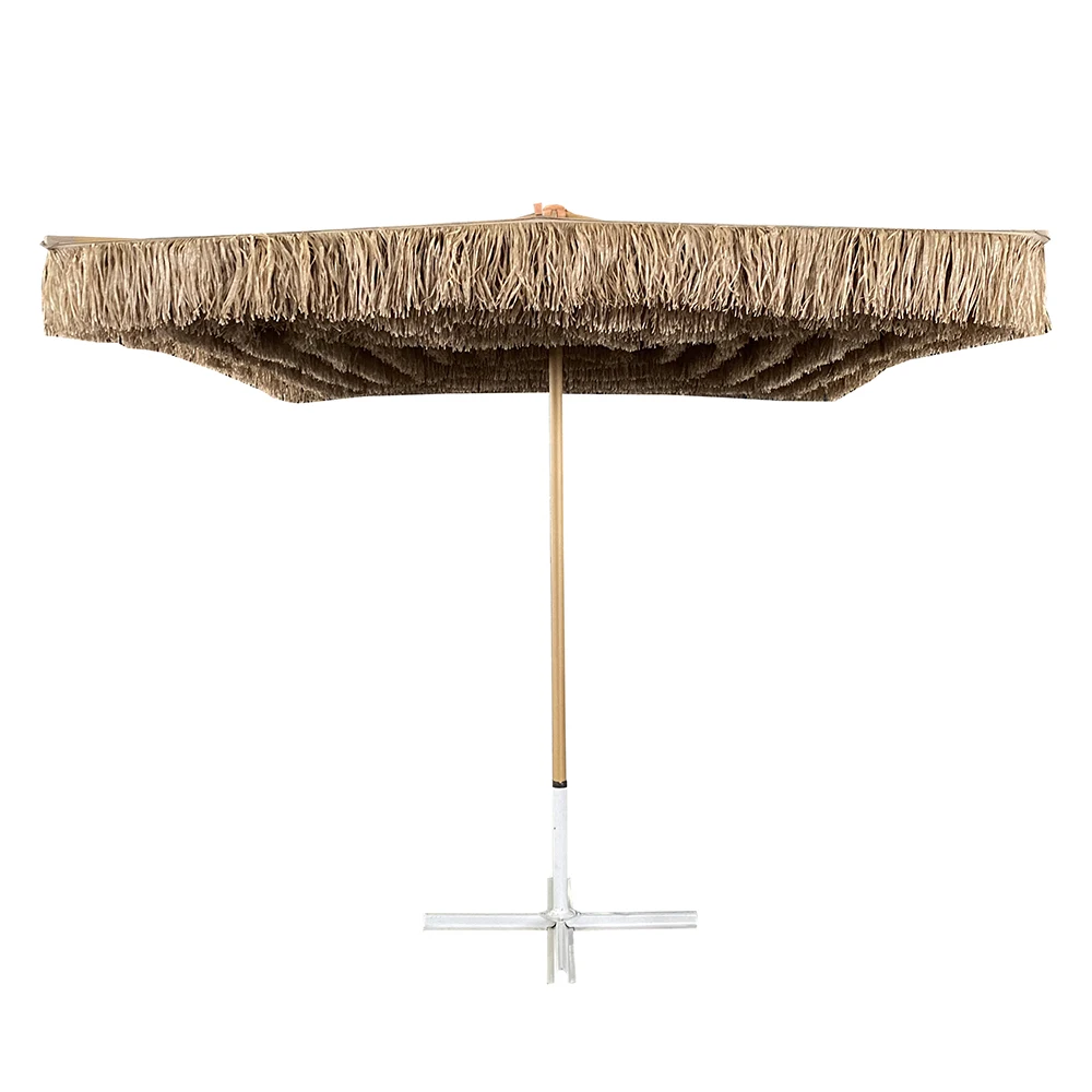 2.5x2.5M Outdoor Courtyard Straw Umbrella Garden Parasol Aluminum Pole PP Grass Thatched Beach Sun