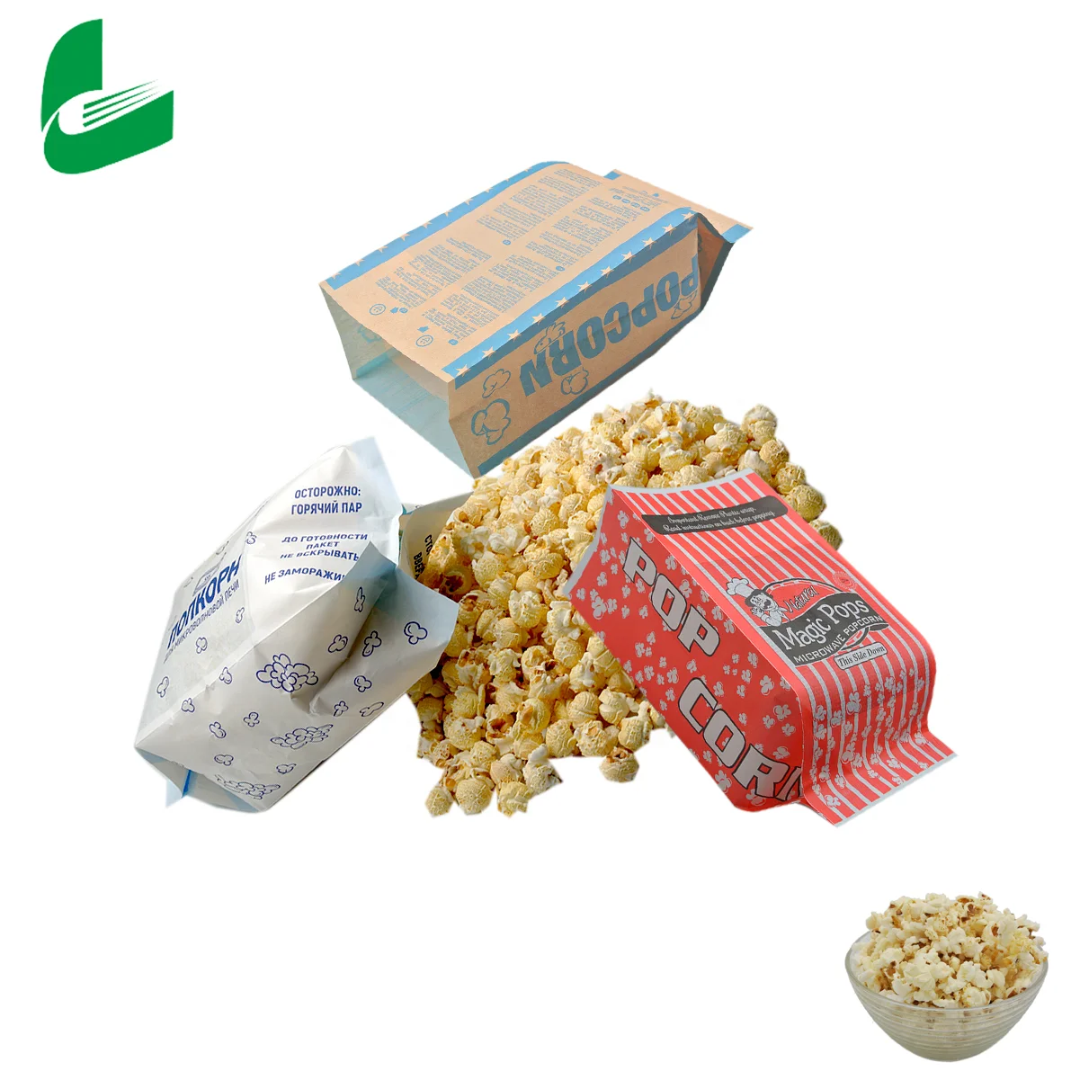 Huafeng logo customized  kraft microwave popcorn paper bag for food packaging