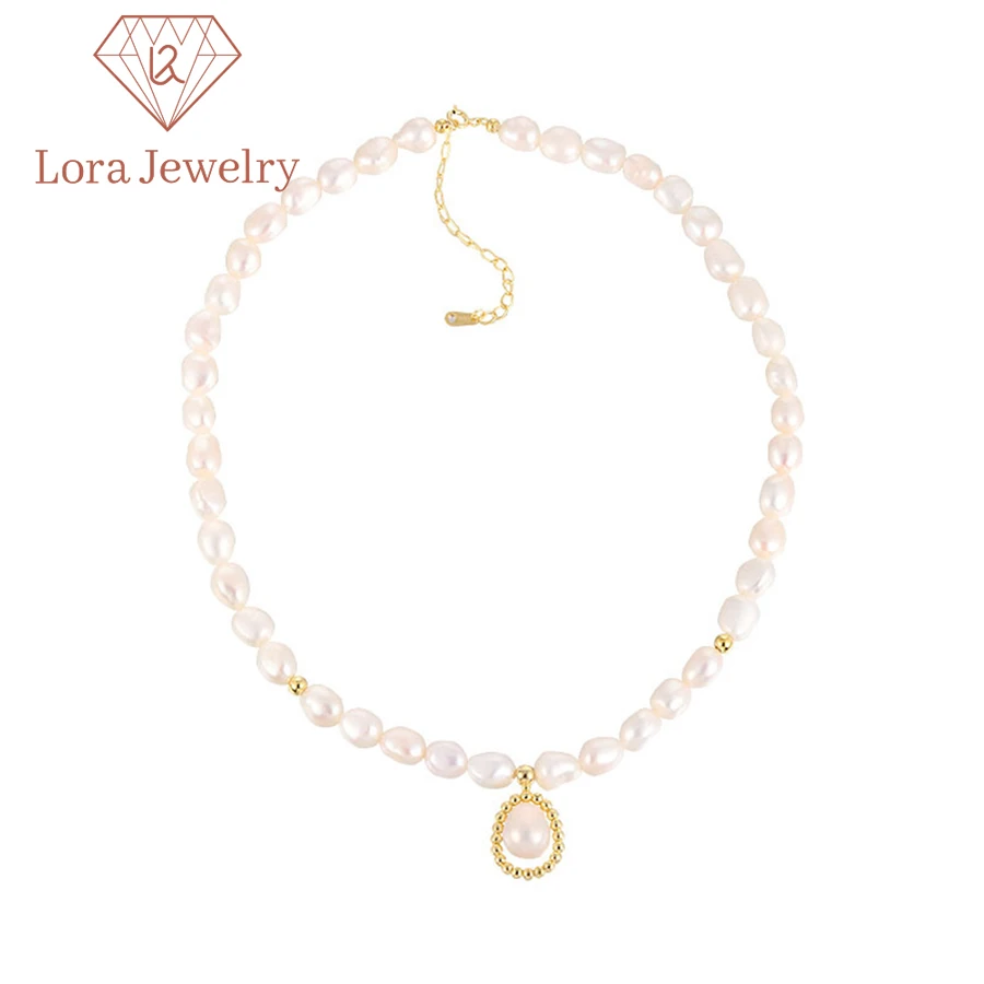 Fashion Retro Moonstone Natural Freshwater Pearl Necklace Baroque Irregular Pearl Pendant Necklaces For Girls