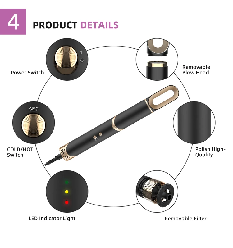 7 in 1 Auto Wrap Curler Styler Ionic Volumizer Blow Dryer Comb BLDC High Speed One Step Hair Dryer and Hot Air Brush