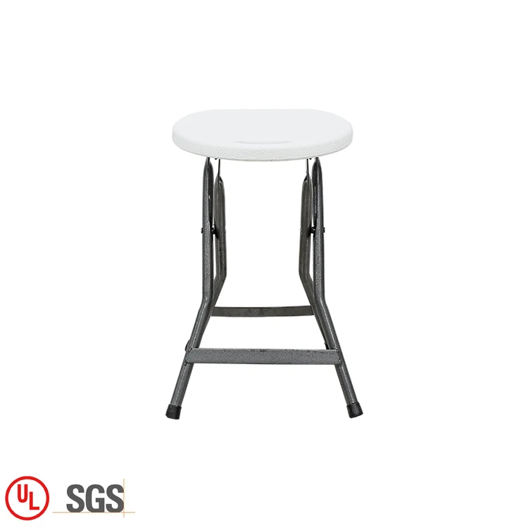 China suppliers white small bar height foldable chairs round hdpe plastic folding bar chair