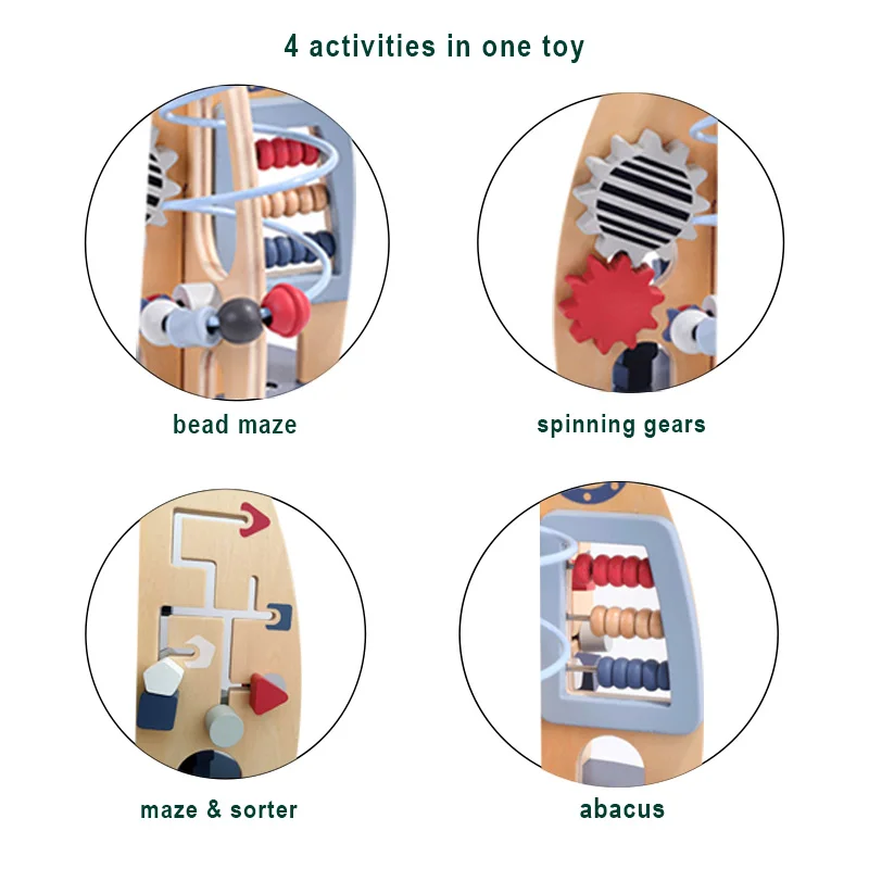 Multifunctional Wooden Beaded Toys Sensory & Intelligent Educational Rocket Science Game for Children Complete Learning Set