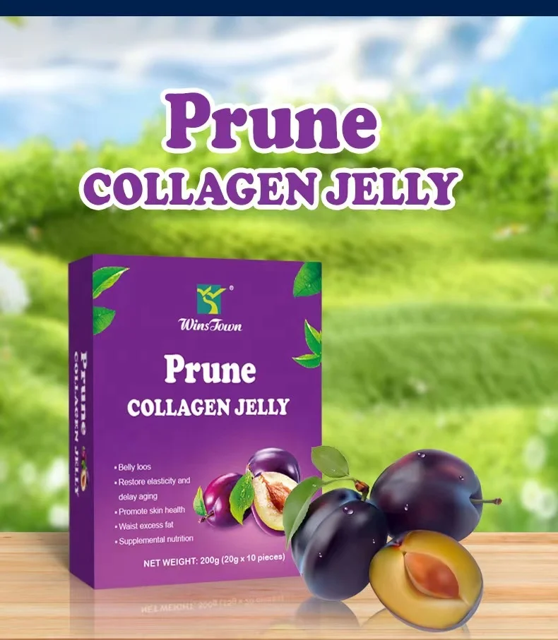 Supplemental nutrition prune collagen jelly belly loos restore elasticity and delay aging promote skin health collagen jelly