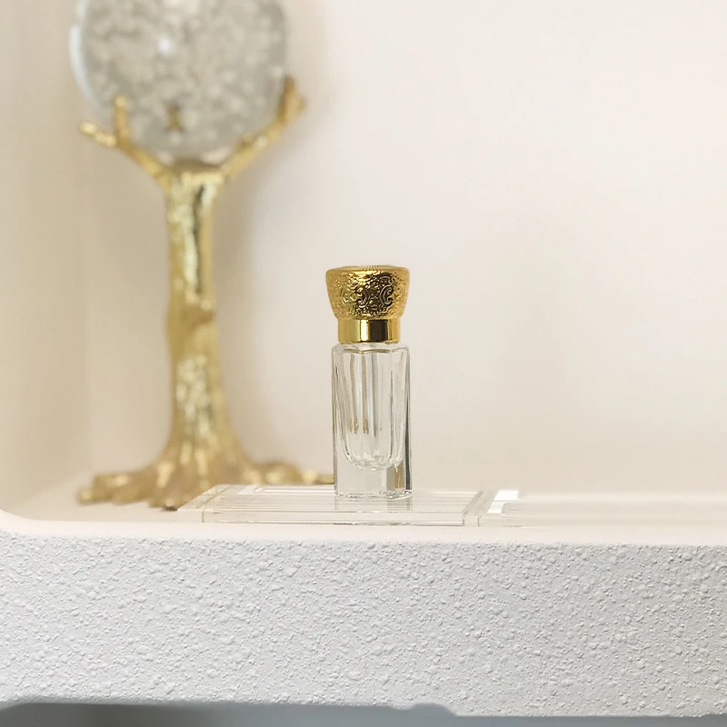 3ml 6ml 12ml Luxurious Zinc Alloy Screw Cap Arab Arabian Octagonal Tola Polished Clear Glass Bottle Oud Oil Attar Bottles