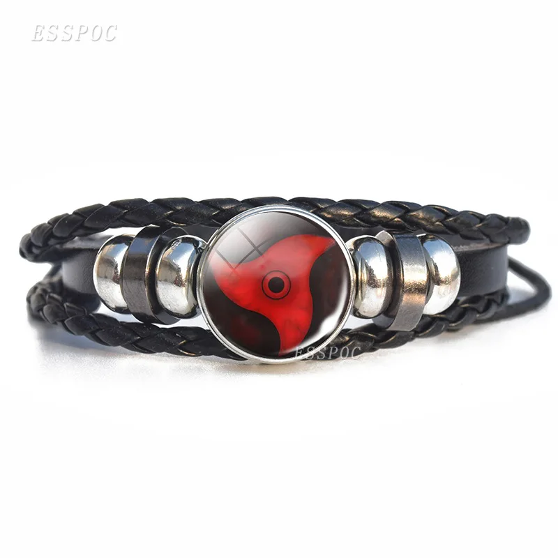 Аниме плетеный кожаный браслет Шаринган глаз Sasuke Uchiha Clan Rinnegan Taichi Kakashi косплей браслет
