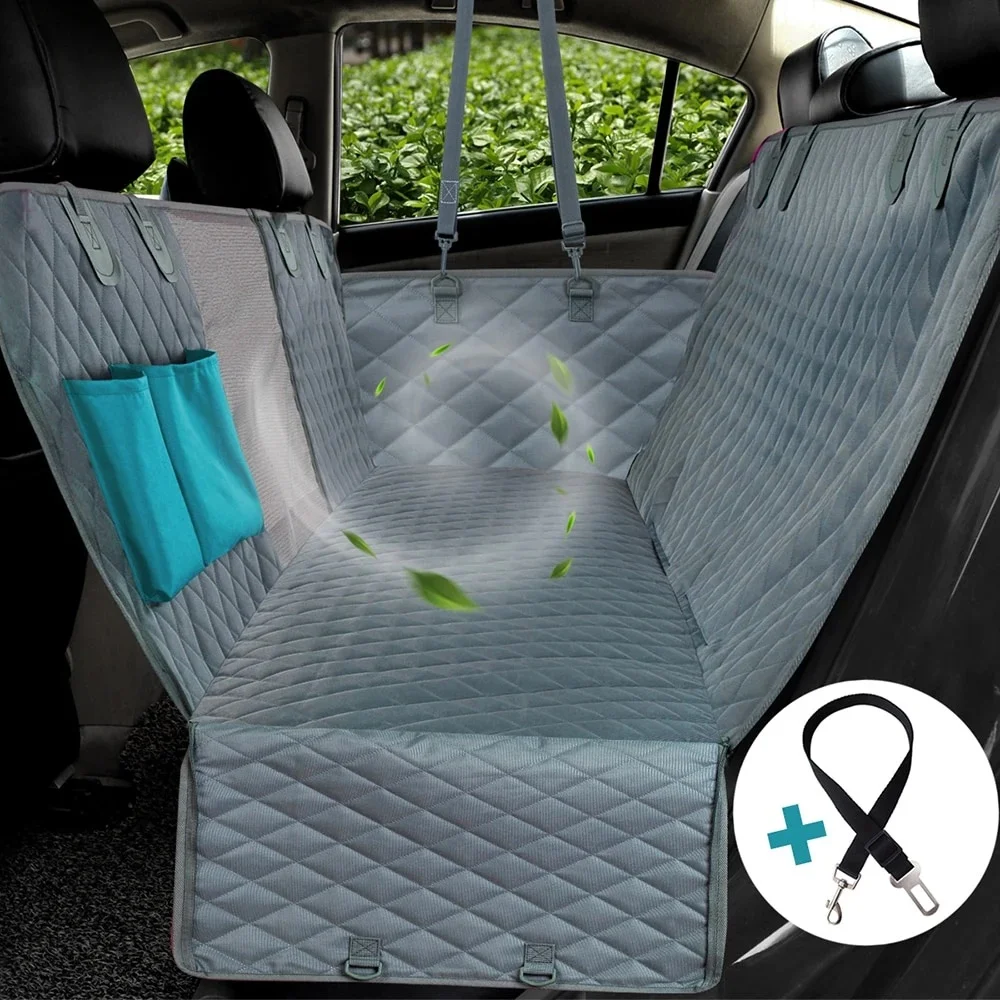 
Washable Waterproof Oxford Grey Green Pocket Zipper Dog Car Hammock Mat Pet Mesh Window Dog Car Seat Covers 