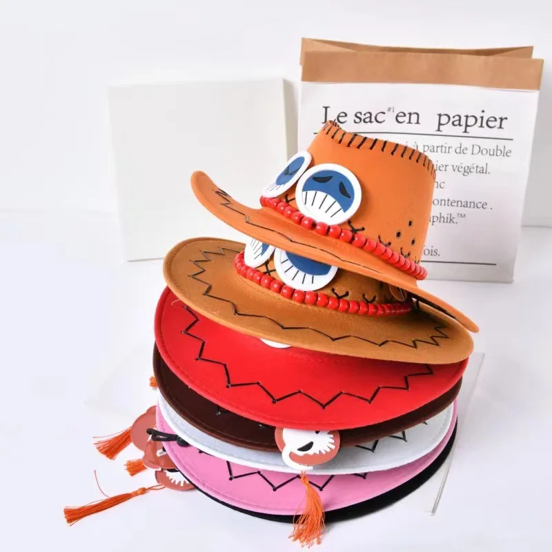 Ace Cowboy Hat Costume Hats Yellow Weard Pirates Regiment Ace Cosplay Fashion luffy straw hat