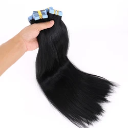 Natural Curly Vietnamese Yaki Straight Raw Indian Hair Tape Ins Thick Kinky Straight Tape In Human Hair Extensions