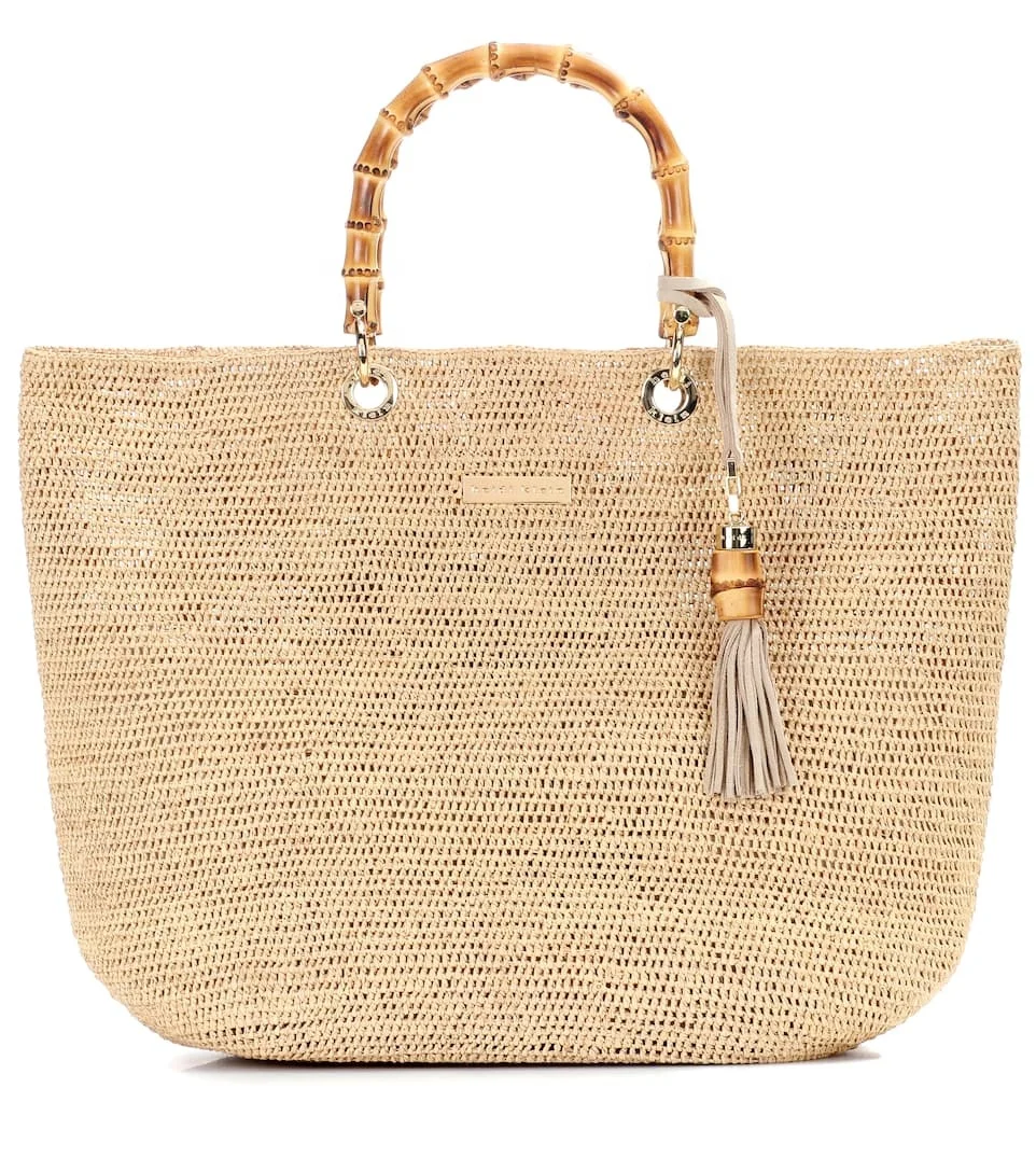 
luluandlucy Medium Raffia Tote Bamboo handle 