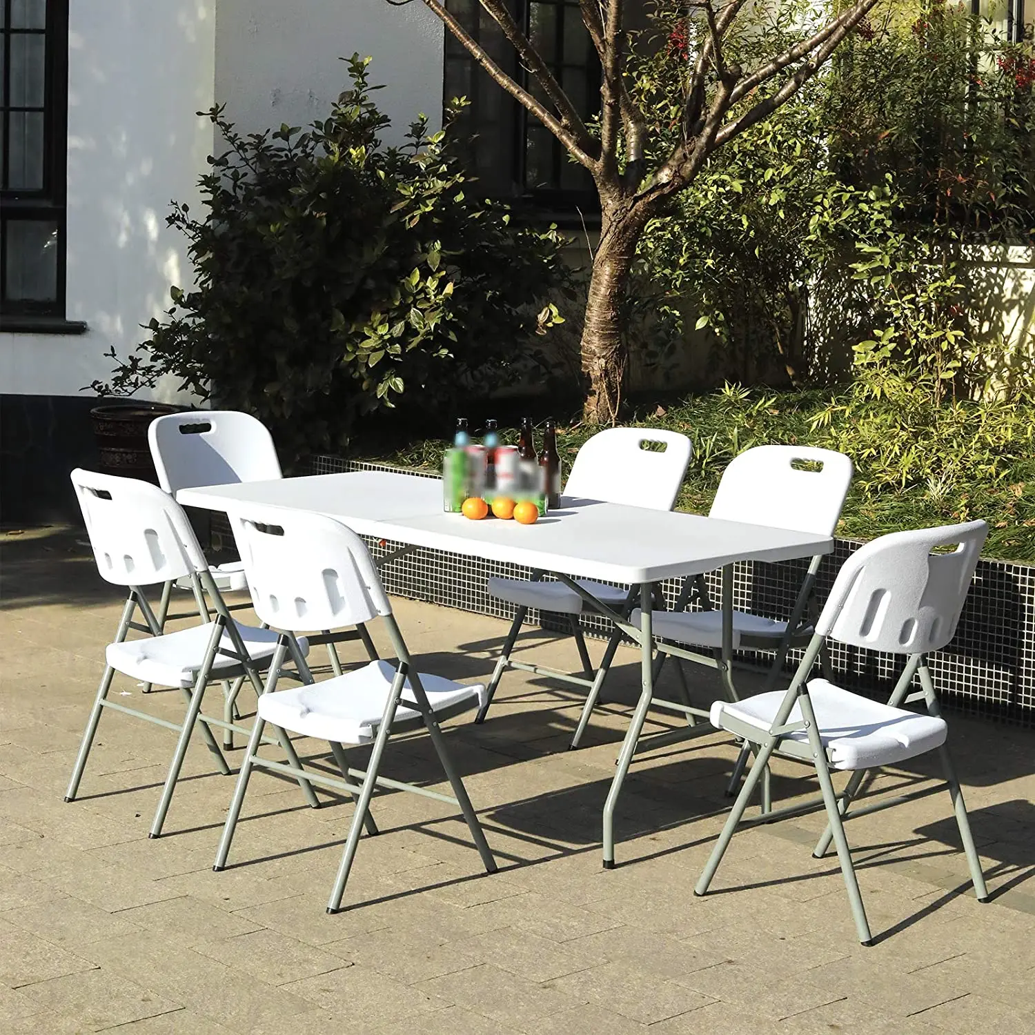 Hot sale HDPE plastic Rectangular Folding Dining Table For home wedding Outdoor Events