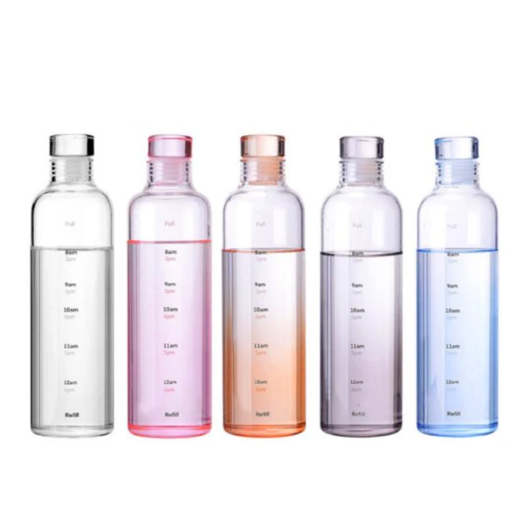 Manufactured Sublimation Blank Crystal Custom BPA Free Wholesale Drinking 1L Time Stamp Maker Borosilicate Glass Water Bottle