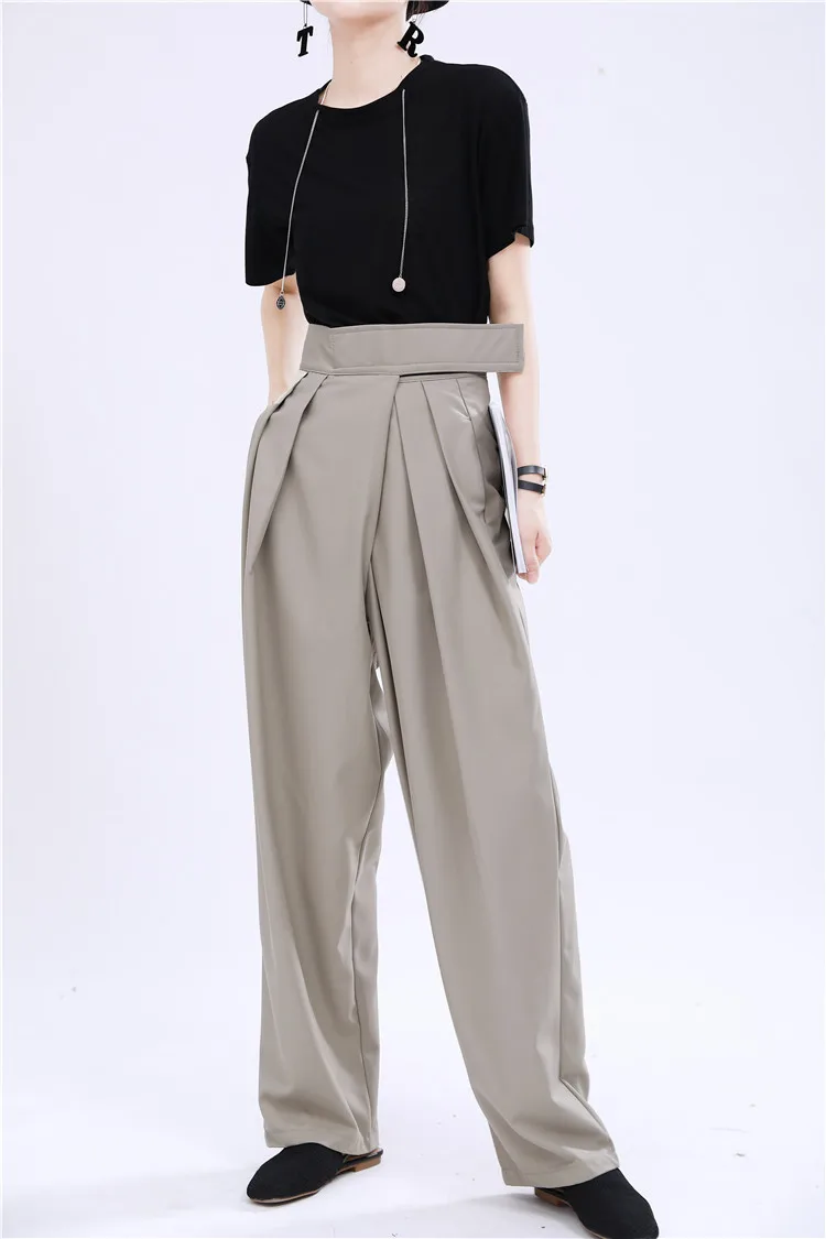 2022 Yamamoto designer  loose  trousers adjustable high waist flower bud wide leg mopping pants women1333