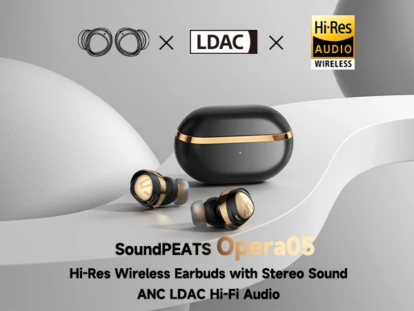 Беспроводные наушники SOUNDPEATS Opera 05 с Hi-Fi аудиофильным качеством звука высоким разрешением и кодеком LDAC