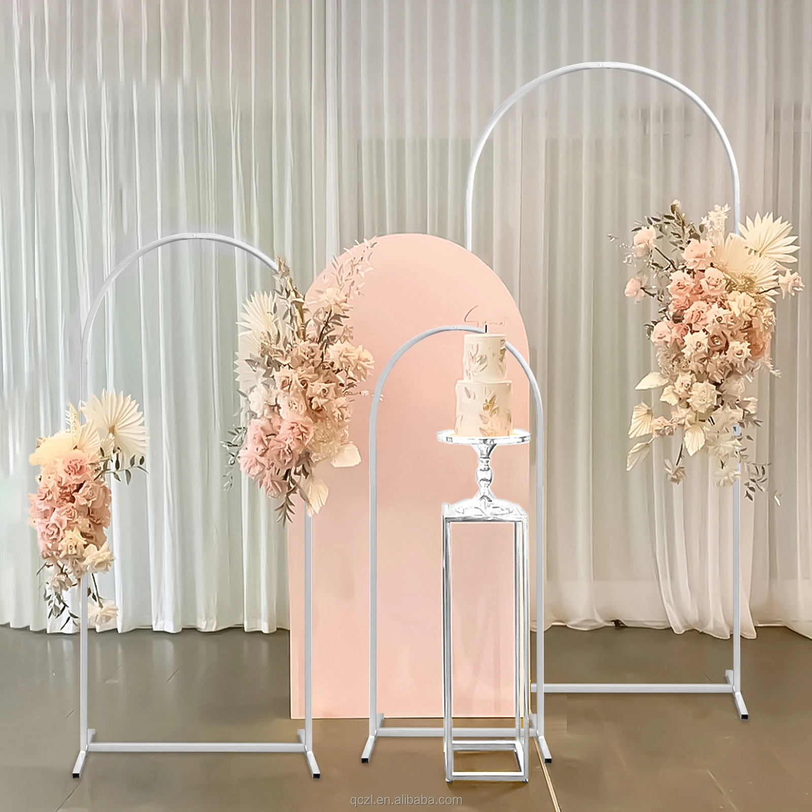Metal Arched Background Bracket Square Arched Frame Suitable for Birthday Party Graduation Ceremony Decoration (3-Piece Set)