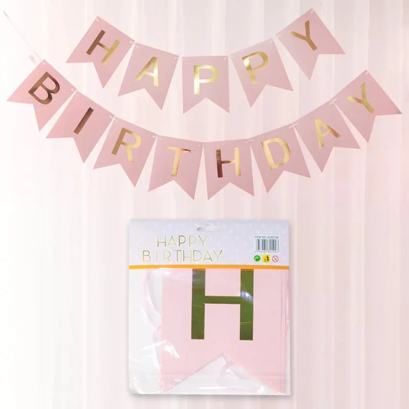 Happy Birthday Signs Birthday Banner Supplier Gold Printing Paper Birthday Banner