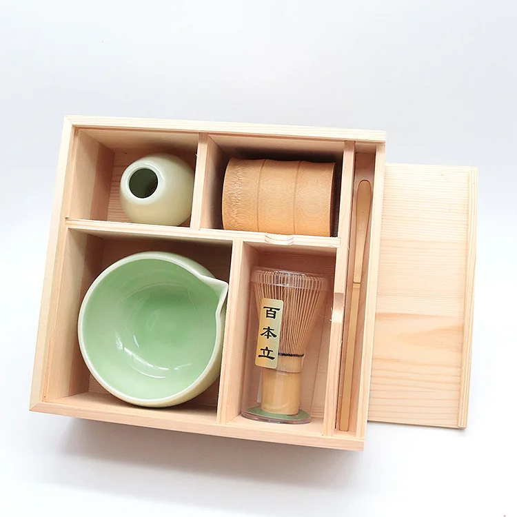 Estick Factory Price Wooden Hot Selling Custom Logo  Matcha  Tea Set Box Bowl Bamboo Whisk Tin Japanese Matcha