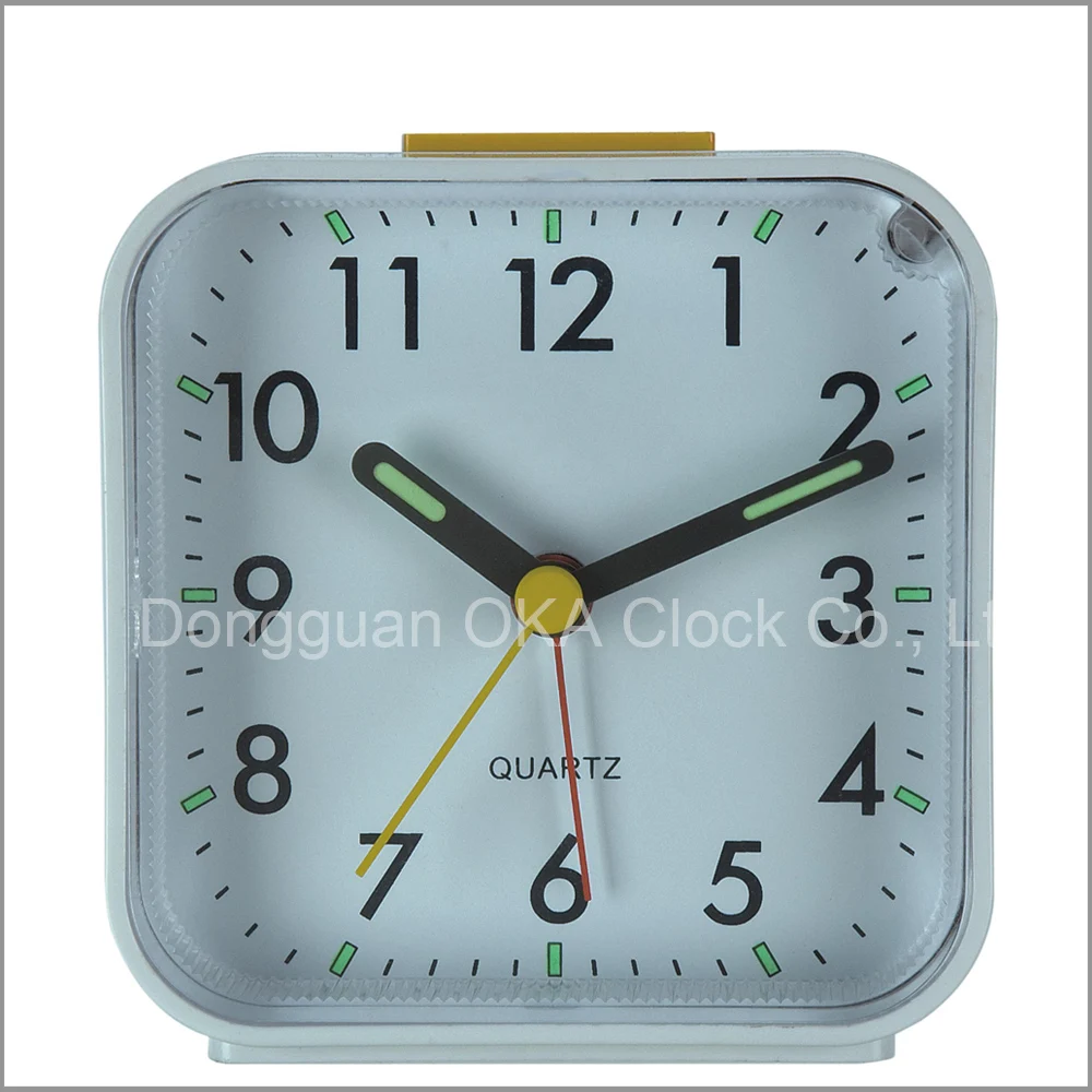 3 Inch Square Alarm Clocks Fluorescence Needles Silent Table Clock with Snooze Night Light