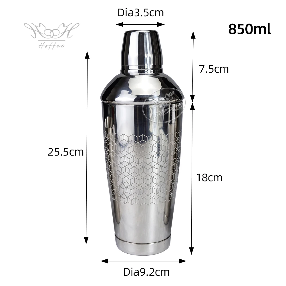 New Design 3 Piece Cobbler Cocktail Shaker 18/8 Stainless Steel Drinkware Mixing Glass Bartender Mixer Tools Bar Shaker